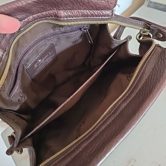 Vtg Fossil Brown Leather Crossbody Bag Purse Key 75082 American Classic Y2K Zip - Picture 8 of 11